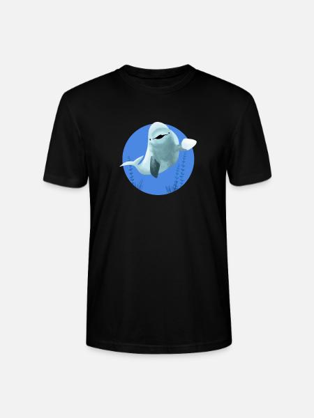 Beluga cheerful in blue circle - Stanley/Stella CRAFTER Unisex Organic T-Shirt - black