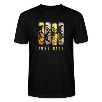 BMX | BMX Gold Silber | BMX Just Ride - Stanley/Stella Unisex Bio-T-Shirt CRAFTER - Schwarz - Vorne - Alina (178cm) & Michal (187cm)
