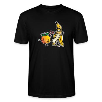 Peach banana funny couple sex valentines day - Stanley/Stella CRAFTER Unisex Organic T-Shirt - black - Front - Alina (178cm) & Michal (187cm)
