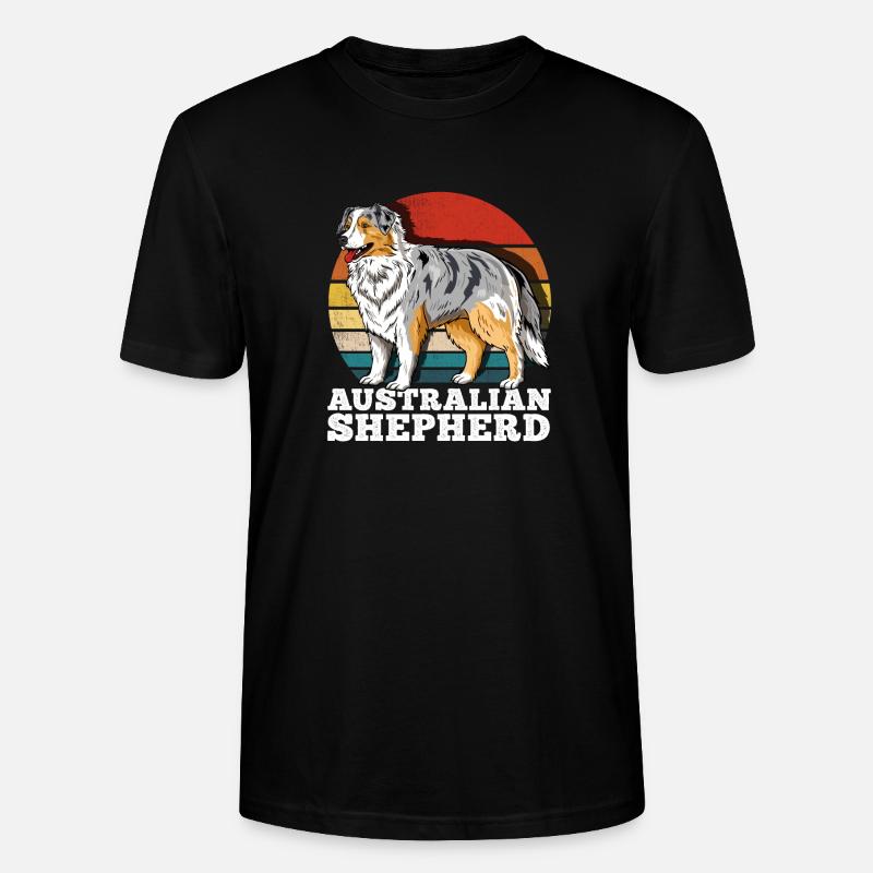 Australian Shepherd Aussie Retro - Stanley/Stella CRAFTER Unisex Organic T-Shirt - black