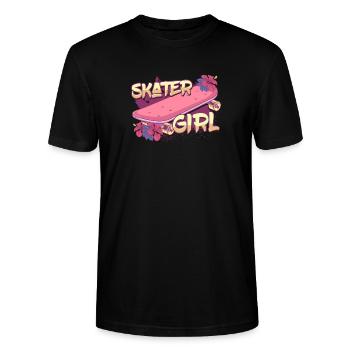 Skater Girl Skateboard - Stanley/Stella Unisex Bio-T-Shirt CRAFTER - Schwarz - Vorne - Alina (178cm) & Michal (187cm)