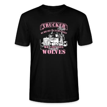 Stolze LKW Fahrerin Trucker Babe Brummi Lastwagen - Stanley/Stella Unisex Bio-T-Shirt CRAFTER - Schwarz - Vorne - Alina (178cm) & Michal (187cm)