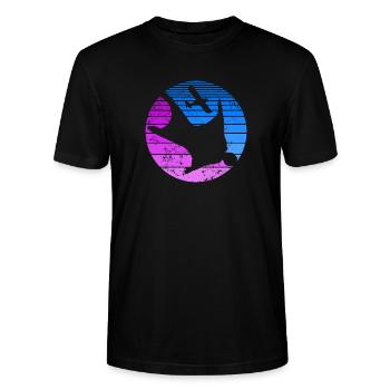 Wingsuit Basejump Fallschirmspringe Retro Look - Stanley/Stella Unisex Bio-T-Shirt CRAFTER - Schwarz - Vorne - Alina (178cm) & Michal (187cm)
