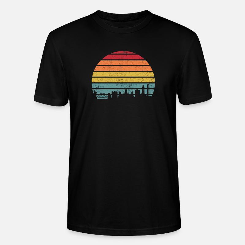 Retro-Sonnenuntergangs-Skyline-Silhouette - Stanley/Stella Unisex Bio-T-Shirt CRAFTER - Schwarz