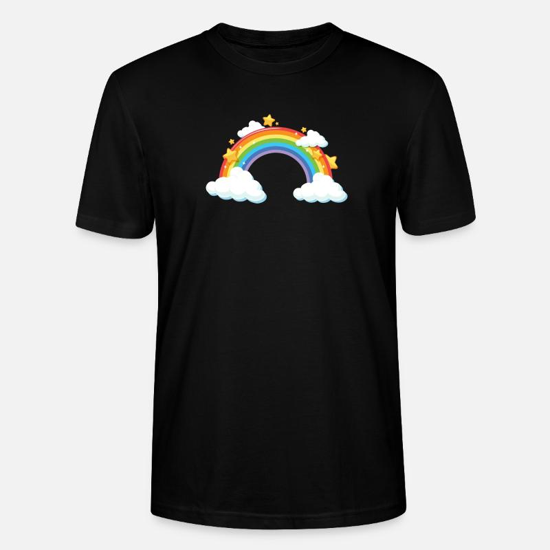 Arc arc-en-ciel avec nuages et étoiles - T-shirt bio CRAFTER Stanley Stella Unisexe - noir