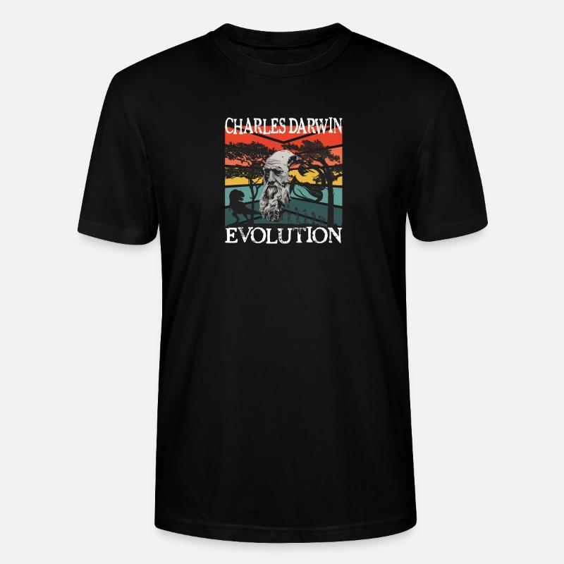 Idée cadeau textile Charles Darwin Evolution - T-shirt bio CRAFTER Stanley Stella Unisexe - noir