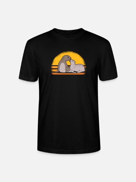 Seal med baby søde sæler sæler gave - Stanley Stella CRAFTER unisex økologisk-T-shirt - sort