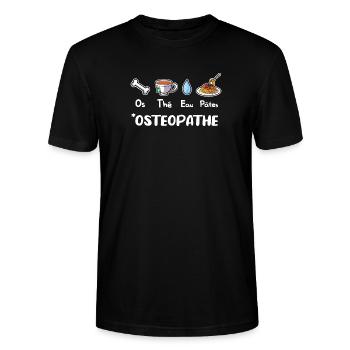 Ostéopathe Humour Cadeau Ostéo Kinésithérapeute - T-shirt bio CRAFTER Stanley Stella Unisexe - noir - Devant - Alina (178cm) & Michal (187cm)