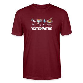 Ostéopathe Humour Cadeau Ostéo Kinésithérapeute - T-shirt bio CRAFTER Stanley Stella Unisexe - bordeaux - Devant - Alina (178cm) & Michal (187cm)