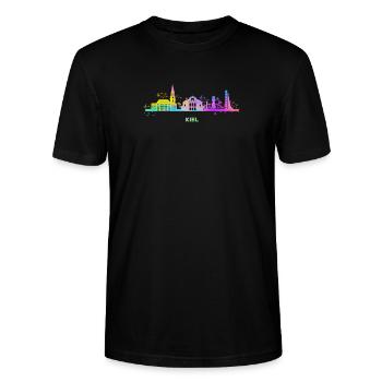 Kiel Skyline Bunt Kieler Norddeutschland - Stanley/Stella Unisex Bio-T-Shirt CRAFTER - Schwarz - Vorne - Alina (178cm) & Michal (187cm)