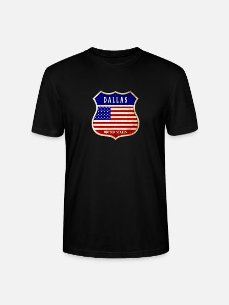 Dallas ÉTATS-UNIS Armoiries Drapeaux - T-shirt bio CRAFTER Stanley Stella Unisexe - noir