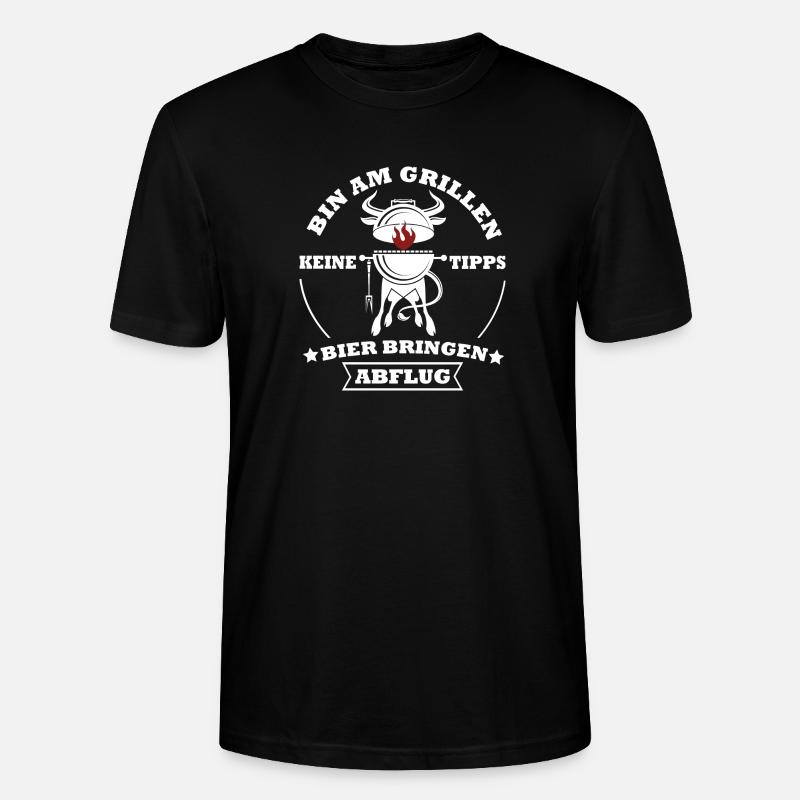 Grillkoch Spruch Logo Mit Kuh BBQ - Stanley/Stella Unisex Bio-T-Shirt CRAFTER - Schwarz