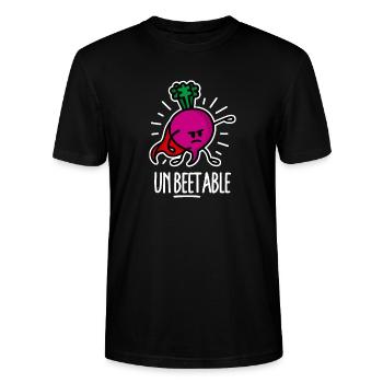 Lustig Rüben Rote Bete Superheld Wortspiel Cartoon - Stanley/Stella Unisex Bio-T-Shirt CRAFTER - Schwarz - Vorne - Alina (178cm) & Michal (187cm)