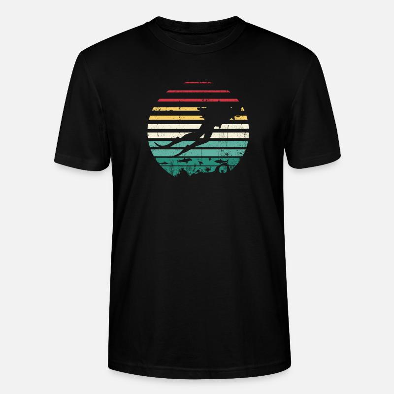 Retro Sunset Surf Silhouette Tee - Stanley/Stella Unisex Bio-T-Shirt CRAFTER - Schwarz