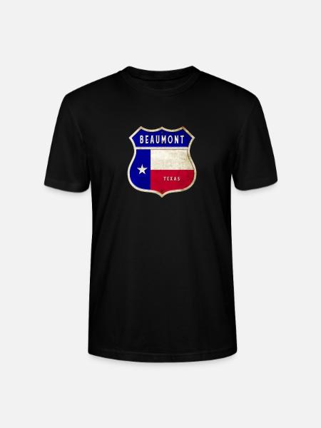 Beaumont Texas crest flags design - Stanley/Stella CRAFTER Unisex Organic T-Shirt - black