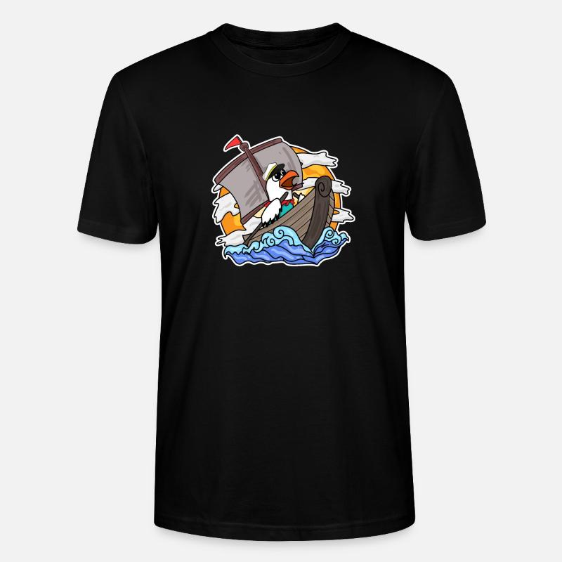 Möwe im Boot - Stanley/Stella Unisex Bio-T-Shirt CRAFTER - Schwarz