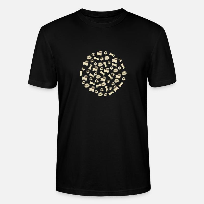 Pug Pattern - Pug Lovers Apparel - Stanley/Stella CRAFTER Unisex Organic T-Shirt - black