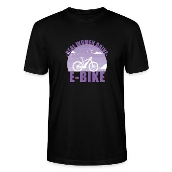 E-Bike Bike E Bike Battery Women Gift - T-shirt bio CRAFTER Stanley Stella Unisexe - noir - Devant - Alina (178cm) & Michal (187cm)