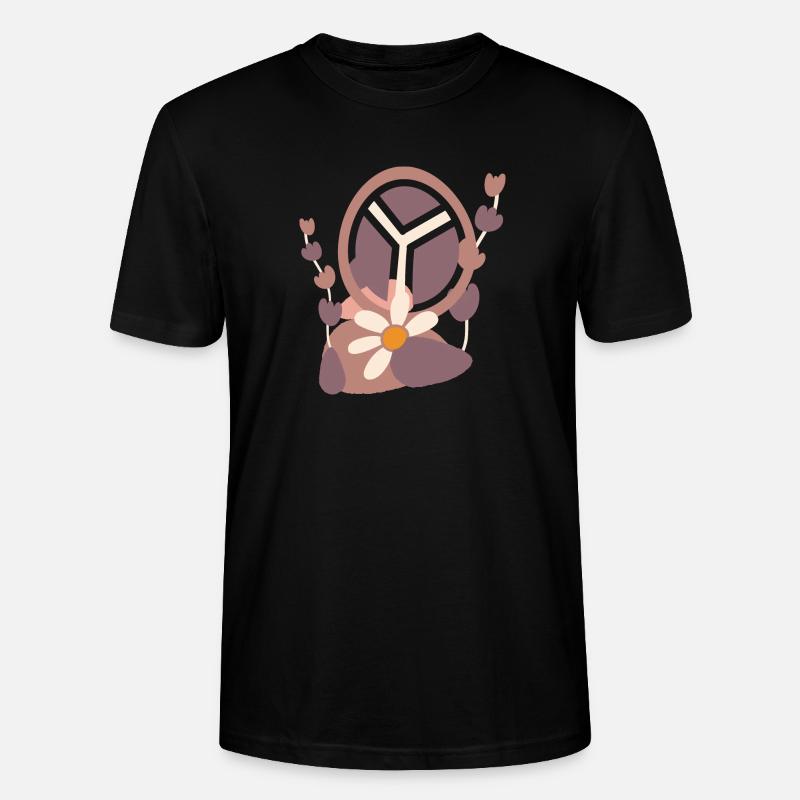 Signe de paix avec fleur - T-shirt bio CRAFTER Stanley Stella Unisexe - noir