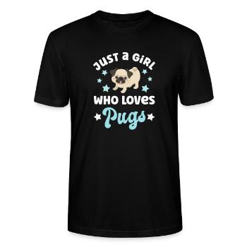Hund Mops Möpse - Stanley/Stella Unisex Bio-T-Shirt CRAFTER - Schwarz - Vorne - Alina (178cm) & Michal (187cm)