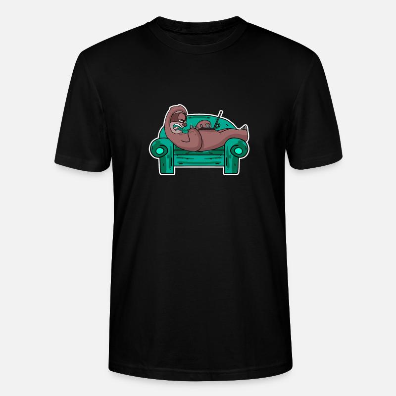 Faultier auf Sofa Laptop Mitarbeiter - Stanley/Stella Unisex Bio-T-Shirt CRAFTER - Schwarz