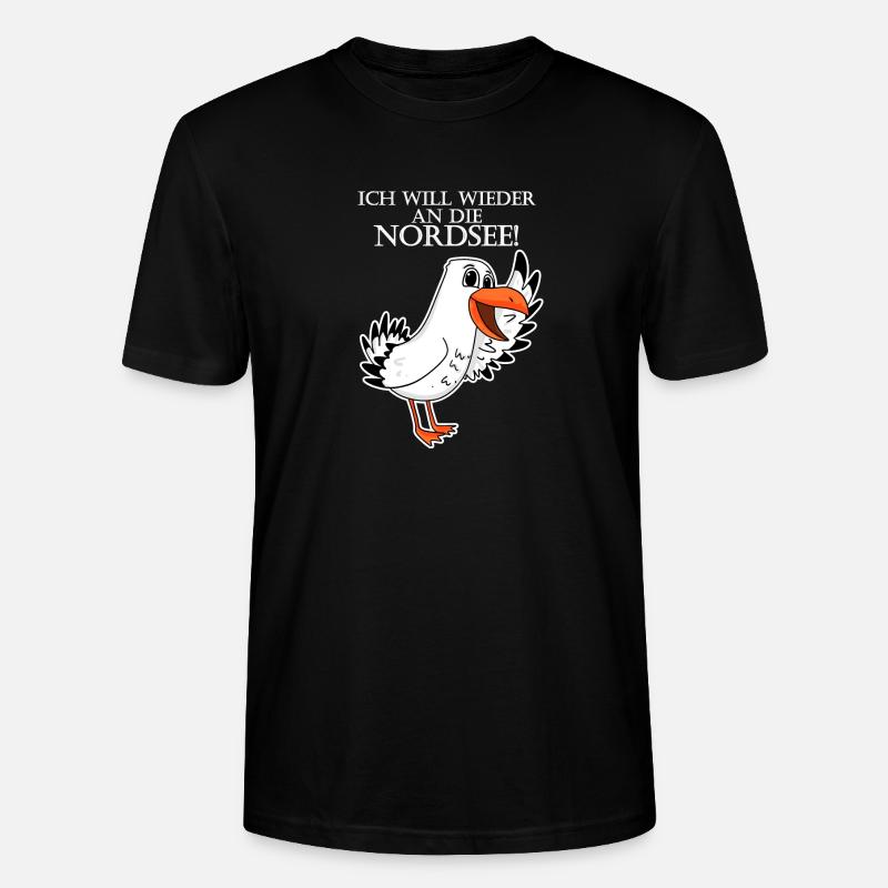 Nordsee Plattdeutsch Spruch Moin Möwe - Stanley/Stella Unisex Bio-T-Shirt CRAFTER - Schwarz