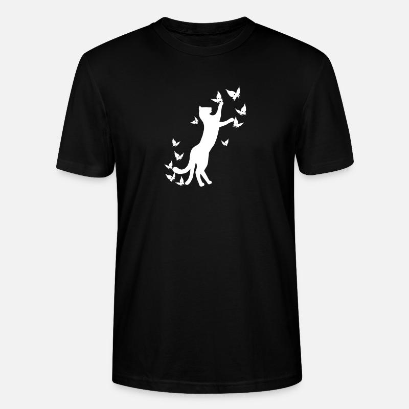 nekomata hell, Kätzchen, schmetterlinge - Stanley/Stella Unisex Bio-T-Shirt CRAFTER - Schwarz