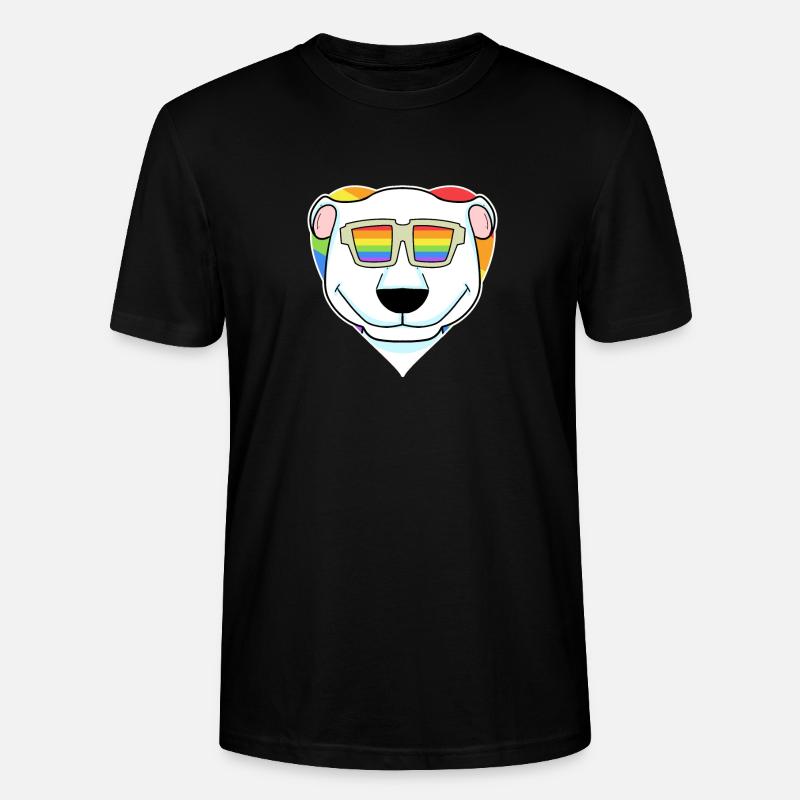 Regenbogen - Eisbär mit Brille - Stanley/Stella Unisex Bio-T-Shirt CRAFTER - Schwarz