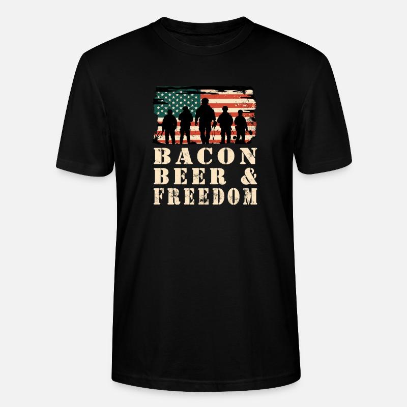 Bacon, Bier und Freiheit - Stanley/Stella Unisex Bio-T-Shirt CRAFTER - Schwarz