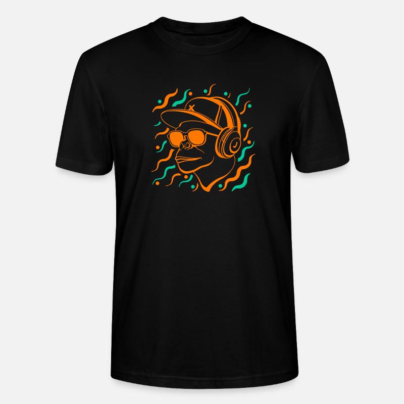 Coole Affe mit Kopfhörern - Stanley/Stella Unisex Bio-T-Shirt CRAFTER - Schwarz