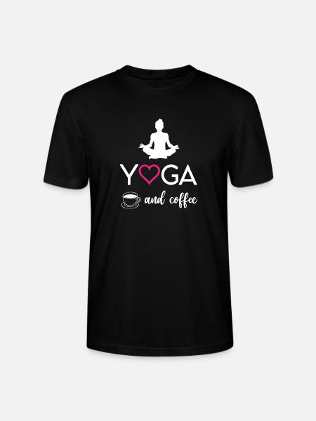 Yoga and Coffee - Stanley/Stella CRAFTER Unisex Organic T-Shirt - black