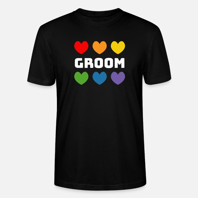Regenbogenherzchen Groom weiss - Stanley/Stella Unisex Bio-T-Shirt CRAFTER - Schwarz