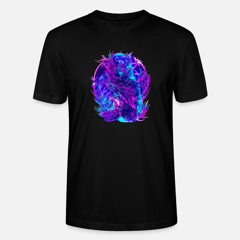 Abstrakte Eulen Neon Synthwave Kunst - Stanley/Stella Unisex Bio-T-Shirt CRAFTER - Schwarz