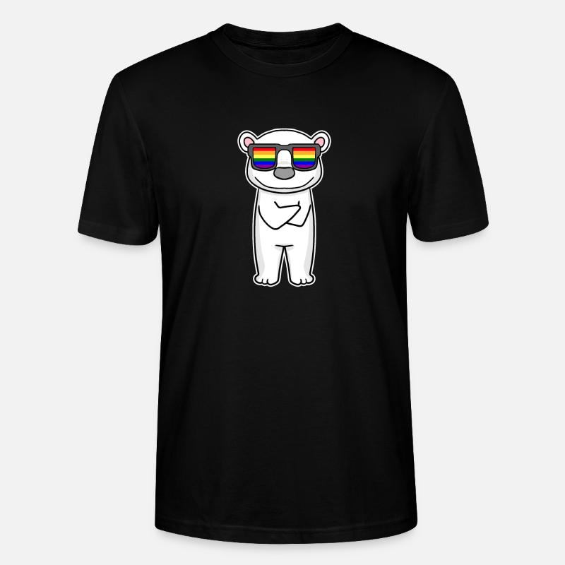 Rainbow - polar bear with glasses - Stanley/Stella CRAFTER Unisex Organic T-Shirt - black