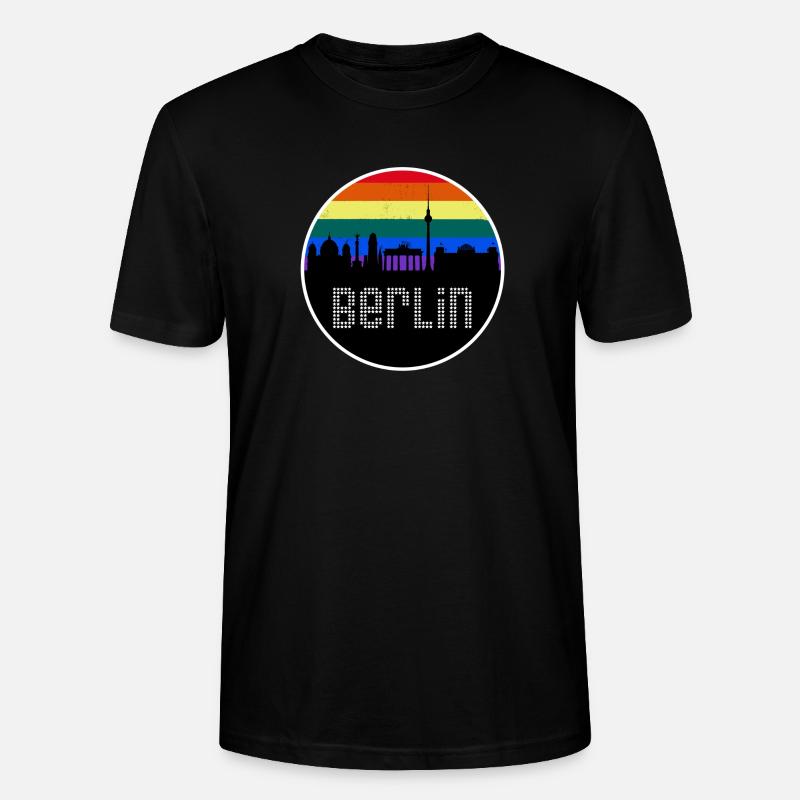 Berlin Skyline Arc-en-ciel - T-shirt bio CRAFTER Stanley Stella Unisexe - noir