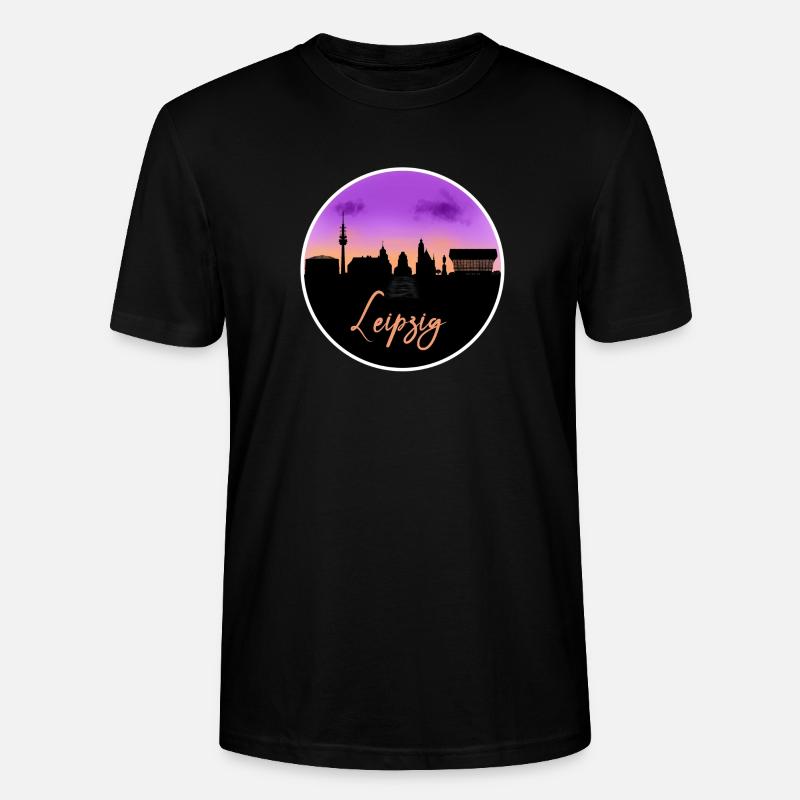 Leipzig Fine Skyline - Stanley/Stella Unisex Bio-T-Shirt CRAFTER - Schwarz