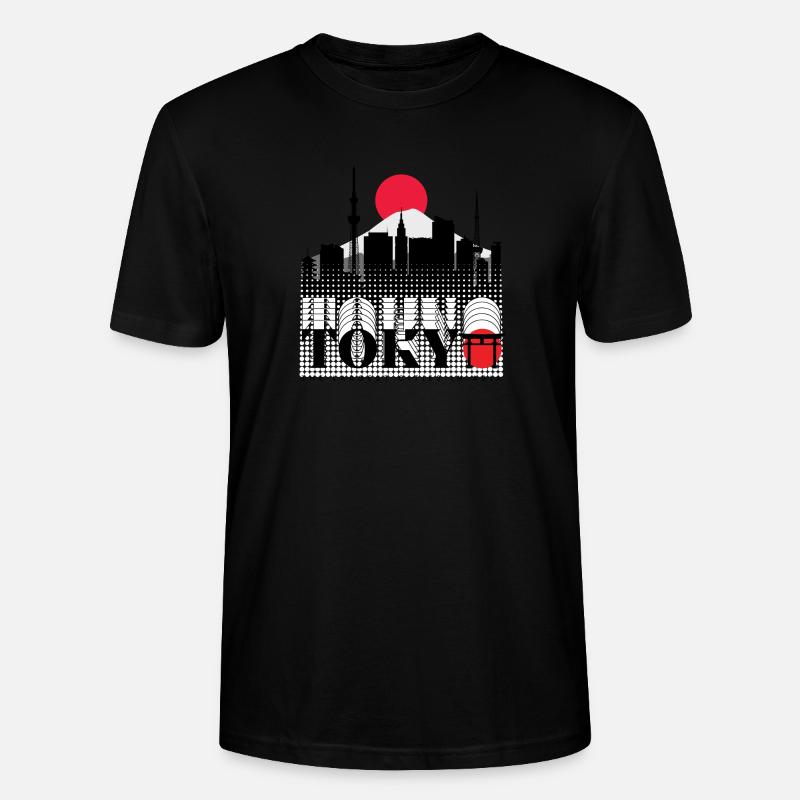 Tokyo Skyline Retro Rotsonne Design - Stanley/Stella Unisex Bio-T-Shirt CRAFTER - Schwarz