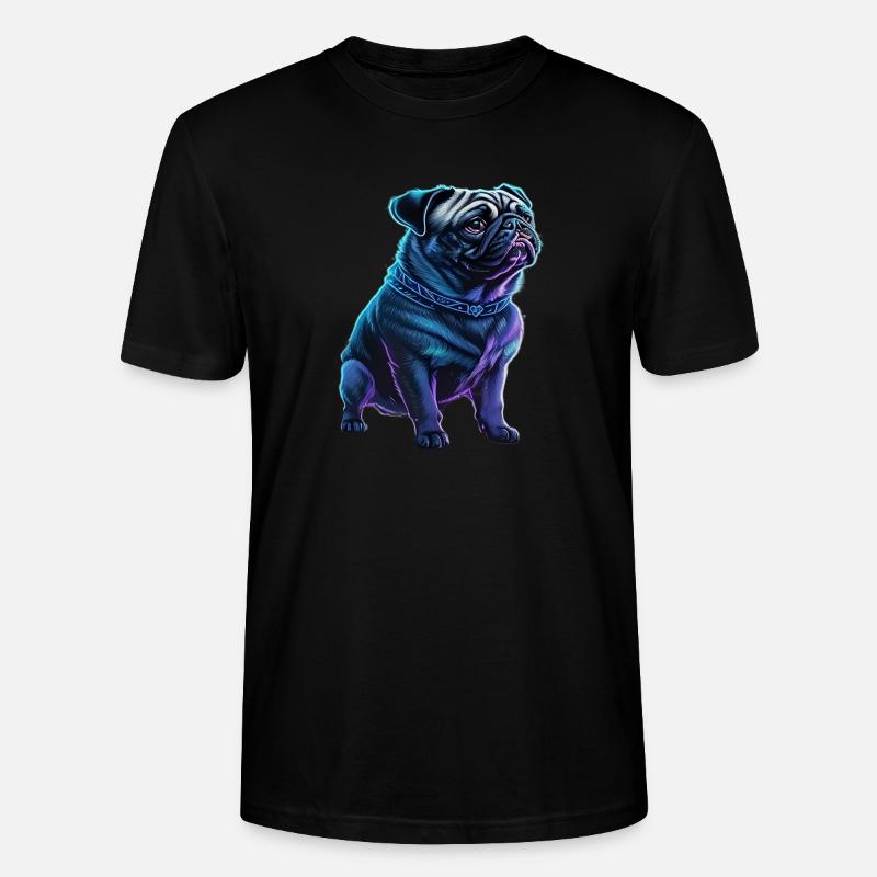 Futuristischer Neon-Mops - Stanley/Stella Unisex Bio-T-Shirt CRAFTER - Schwarz
