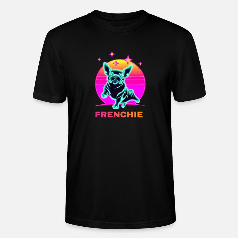Französiche Bulldogge Synthwave Frenchie - Stanley/Stella Unisex Bio-T-Shirt CRAFTER - Schwarz