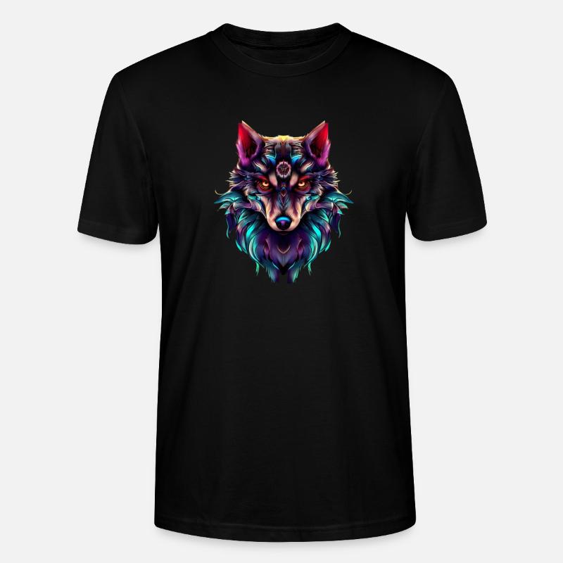 Wolf’s Head Synthwave Wolf - T-shirt bio CRAFTER Stanley Stella Unisexe - noir