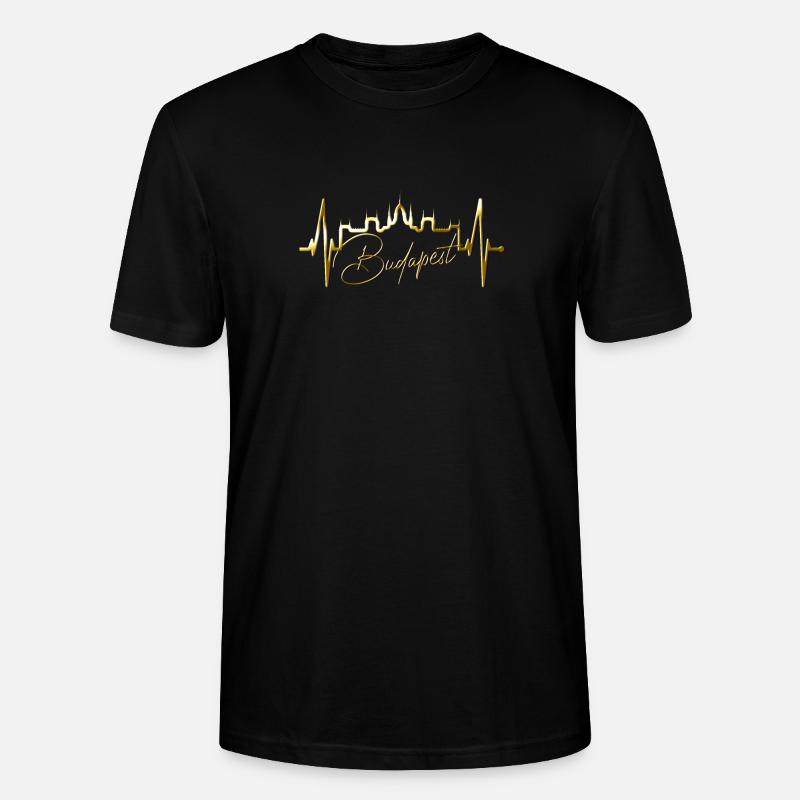 Budapest Skyline Herzschlag Ungarn Herz Budapester - Stanley/Stella Unisex Bio-T-Shirt CRAFTER - Schwarz