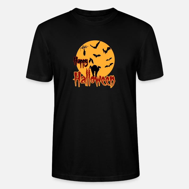 Joyeux chat de lune d’Halloween - T-shirt bio CRAFTER Stanley Stella Unisexe - noir