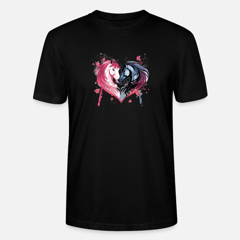 Pferdeköpfe in Herzform - Stanley/Stella Unisex Bio-T-Shirt CRAFTER - Schwarz