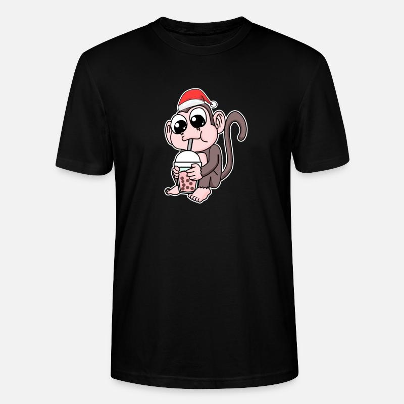 Affe Weihnachten Bubble Tea - Stanley/Stella Unisex Bio-T-Shirt CRAFTER - Schwarz
