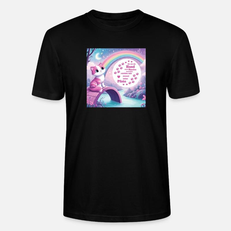 Katze mit Regenbogen - Stanley/Stella Unisex Bio-T-Shirt CRAFTER - Schwarz