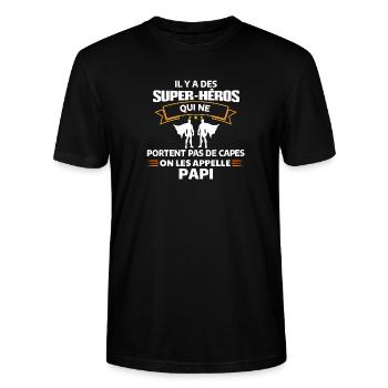 Super-Héros Papi Cadenas d'Amour - T-shirt bio CRAFTER Stanley Stella Unisexe - noir - Devant - Alina (178cm) & Michal (187cm)