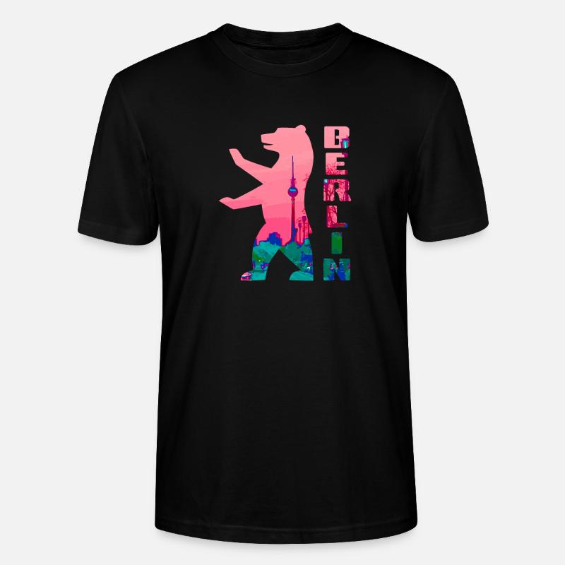 Berlin Bär Neon Silhouette - Stanley/Stella Unisex Bio-T-Shirt CRAFTER - Schwarz
