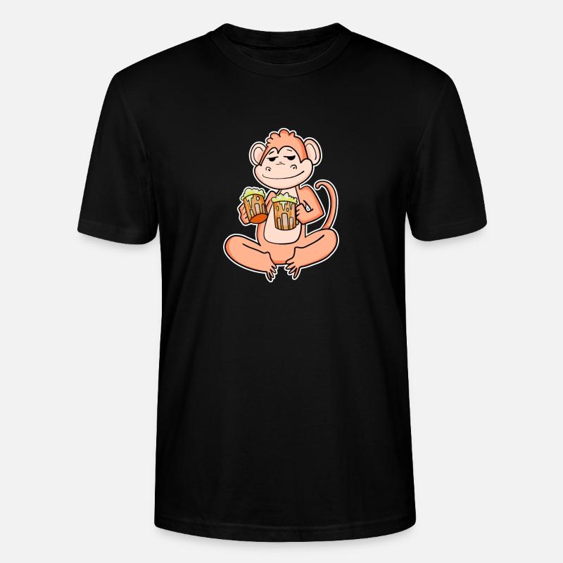 Affe mit Bier - Stanley/Stella Unisex Bio-T-Shirt CRAFTER - Schwarz