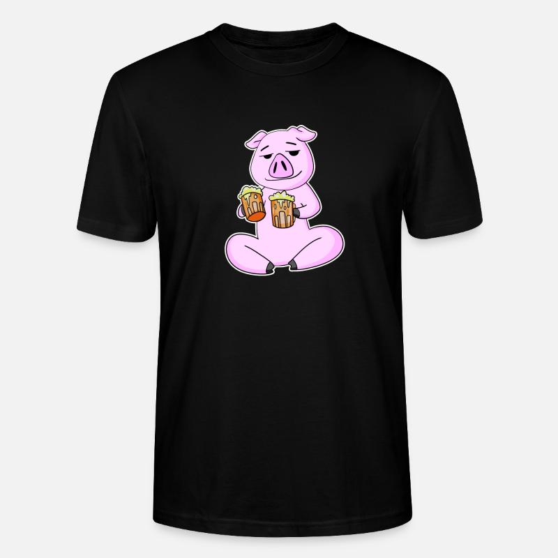 Schwein mit Bier - Stanley/Stella Unisex Bio-T-Shirt CRAFTER - Schwarz
