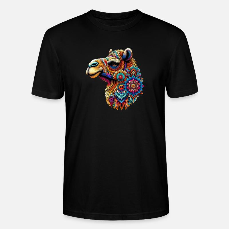 Kamel mit Mandalas verziert - Stanley/Stella Unisex Bio-T-Shirt CRAFTER - Schwarz